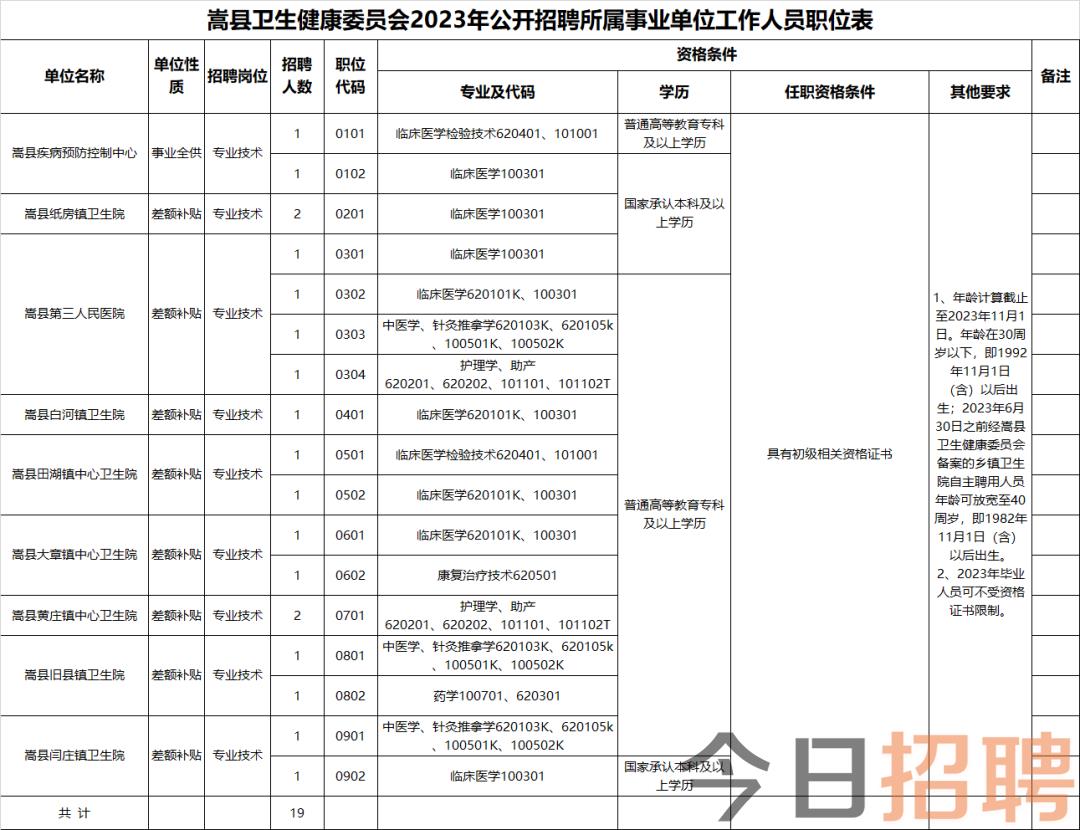 略阳县卫生健康局招聘公告新鲜出炉